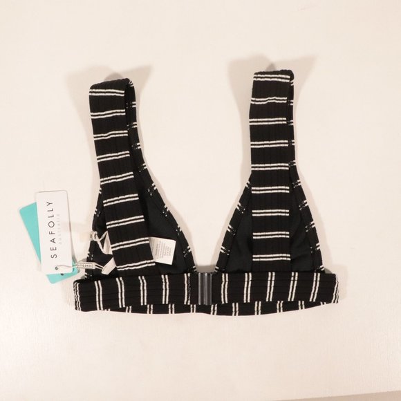 NWT Seafolly Inka Stripe Longline Tri Bikini Top in Black - Picture 7 of 12